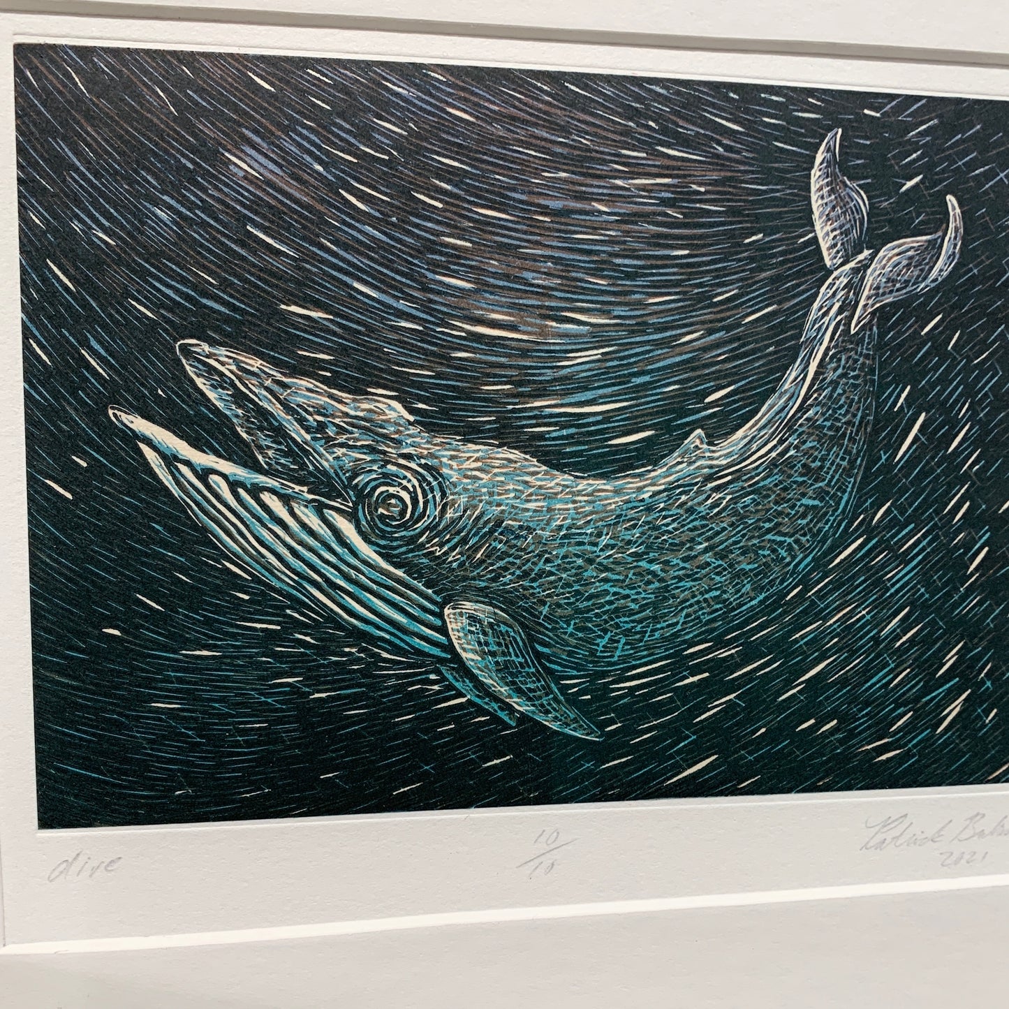 dive - Framed Linocut