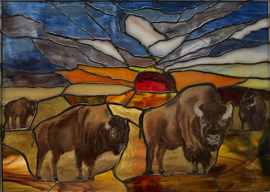Prairie Dusk - Stained Glass panel