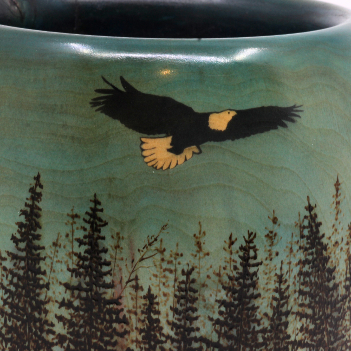 blue bowl of bird and forest 
