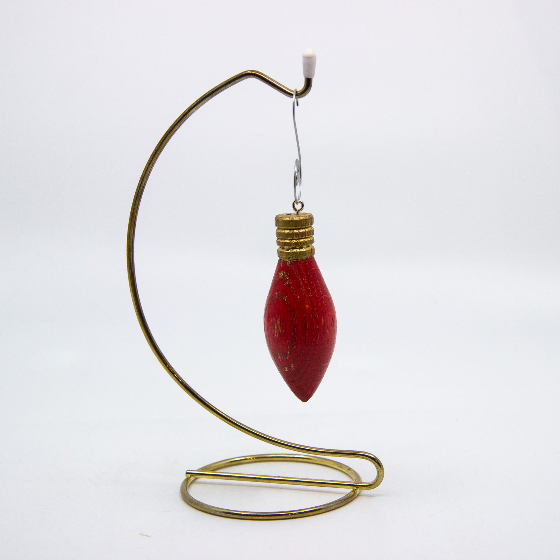 Wooden red Christmas light bulb ornament