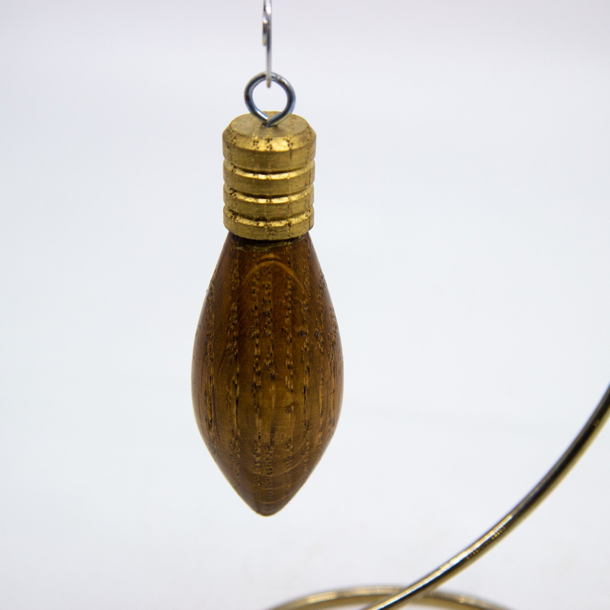 Wooden yellow Christmas light bulb ornament