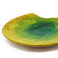 Wood plate that is dyed a gradient rim to center yellow to green