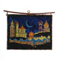 Thread painting of Byzantine architecture and moon 