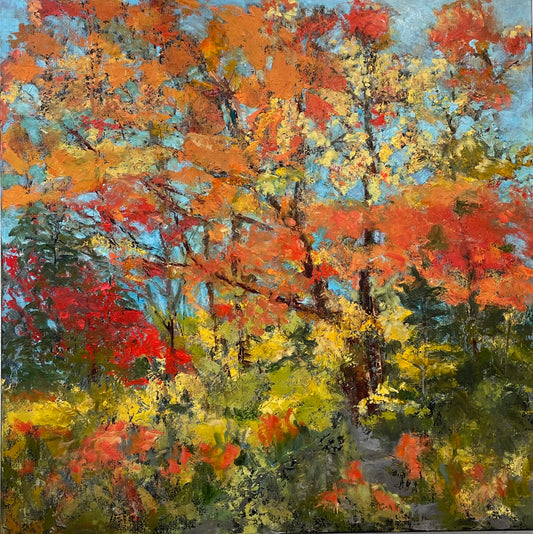 Oil painting of autumn tree