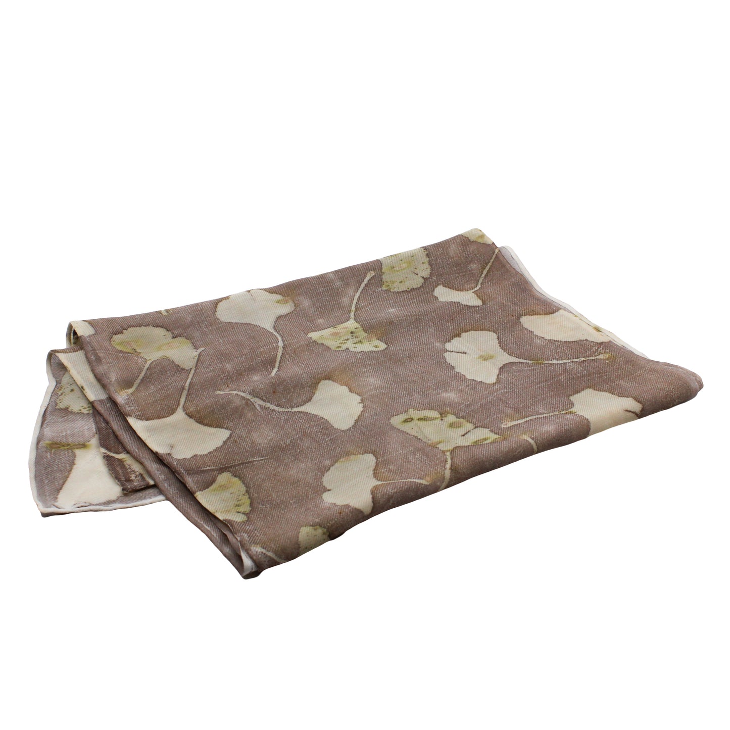 Brown scarf with gingko leaves 