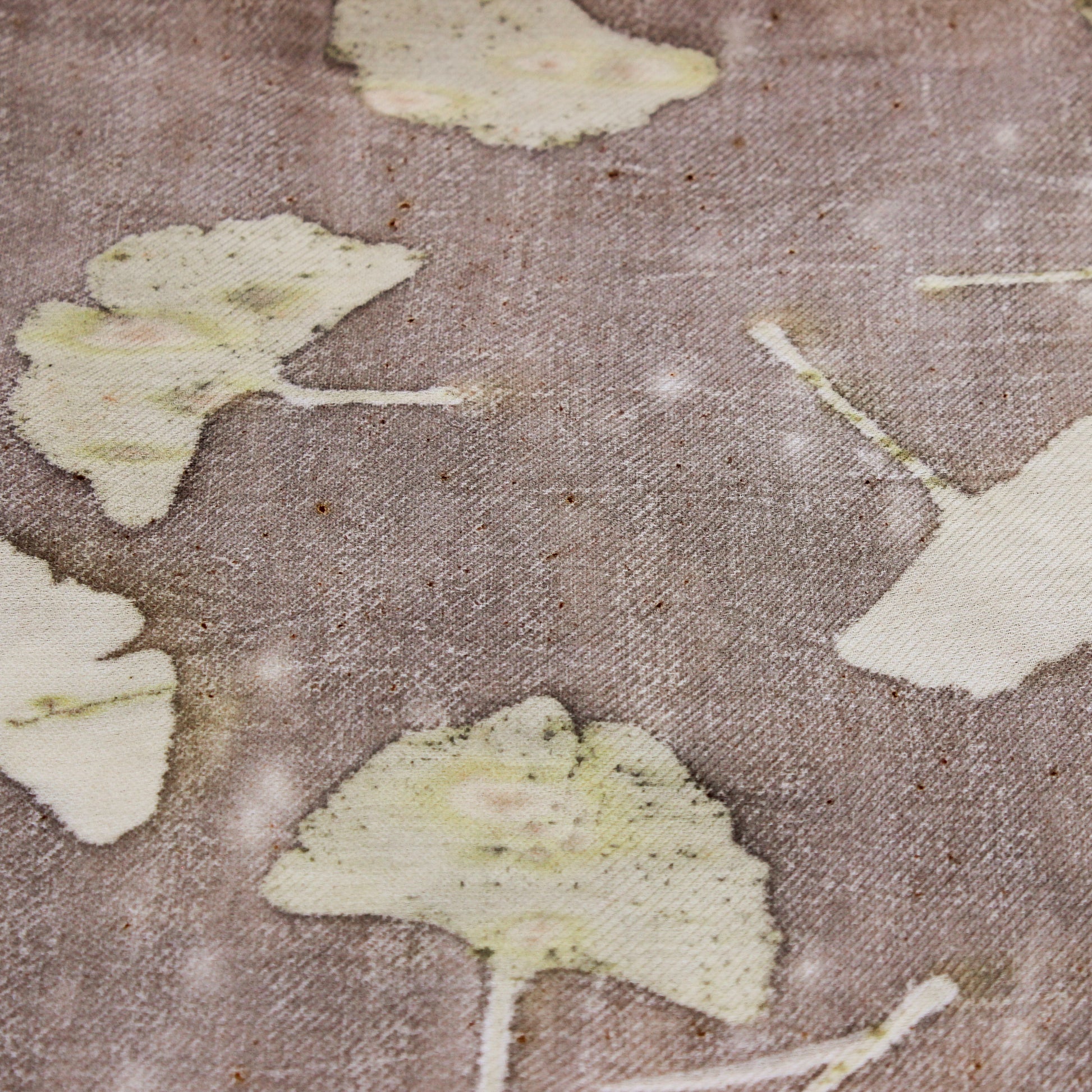 Brown scarf with gingko leaves 