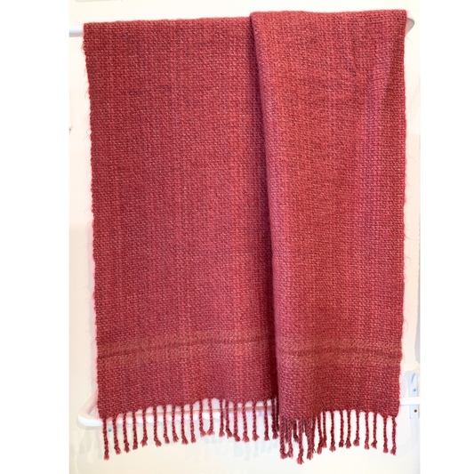 pink handwoven blanket 