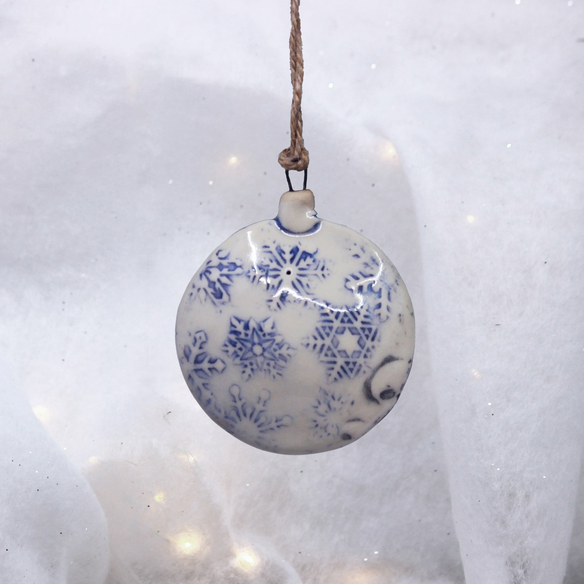 snowflake clay ornament