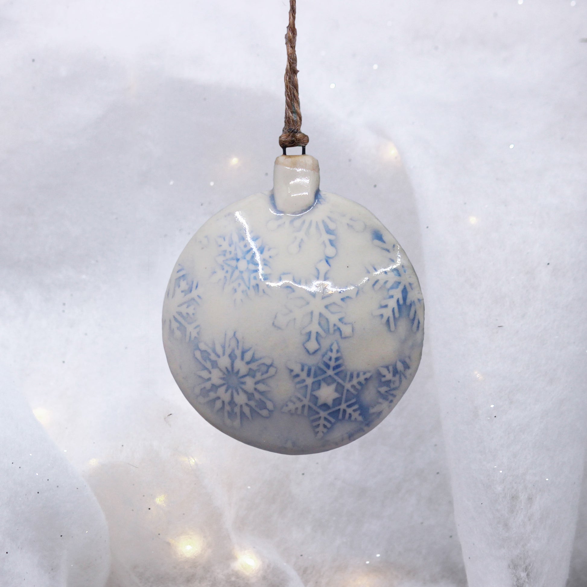 Blue snowflake clay ornament