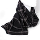 black scarf with white grids 
