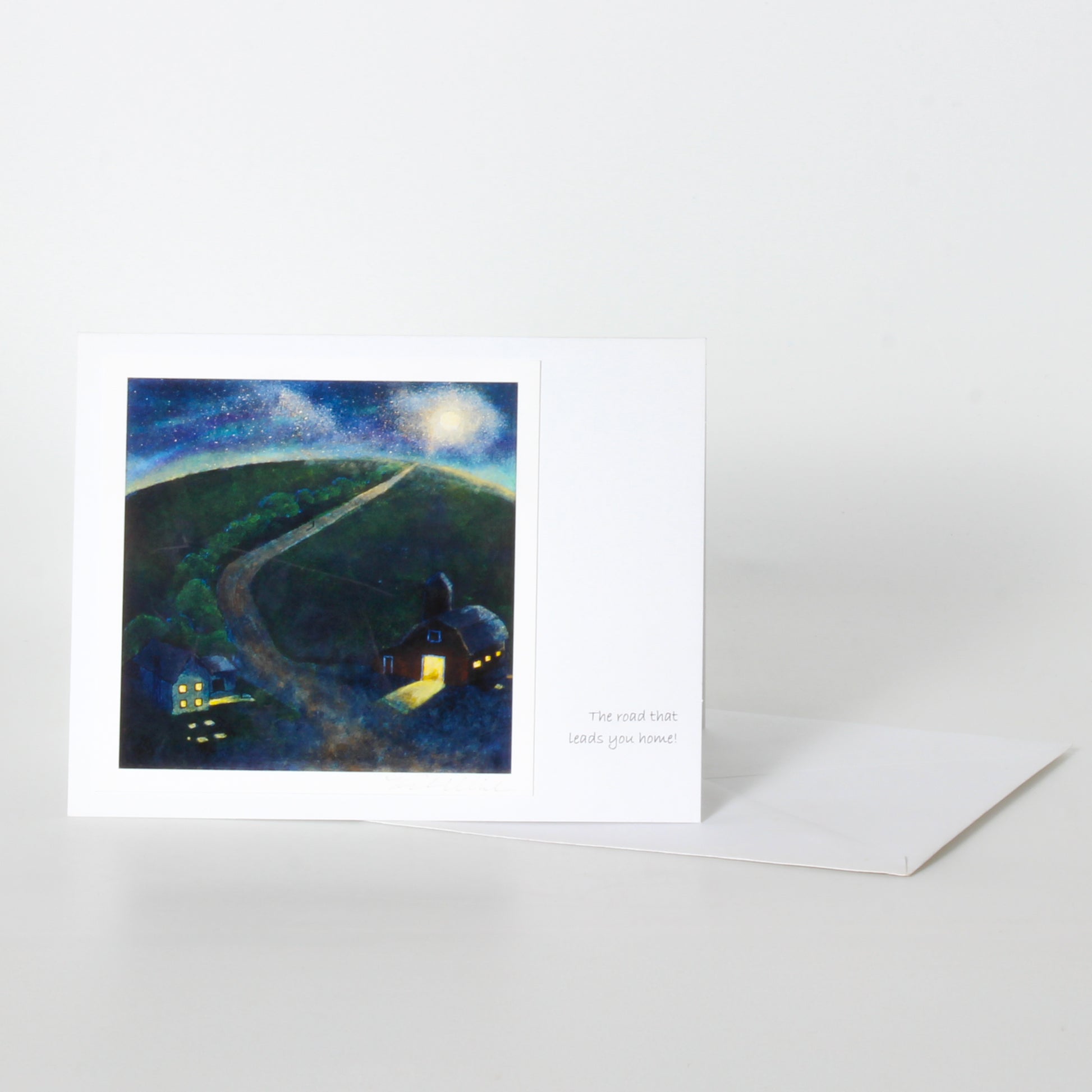 greeting card of road and hill 