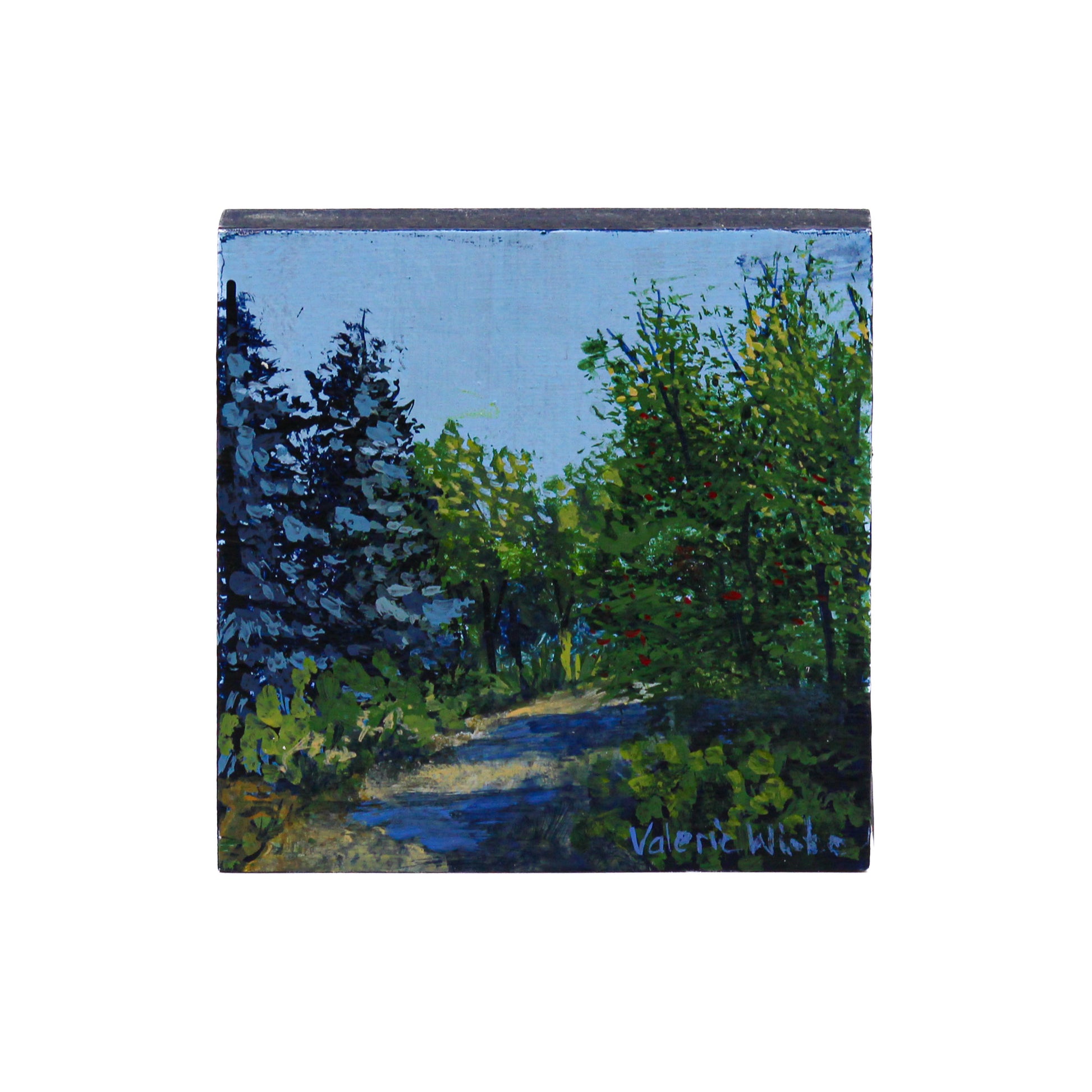 Acrylic painting of trees and path 