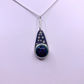 blue and red glass on silver chain 