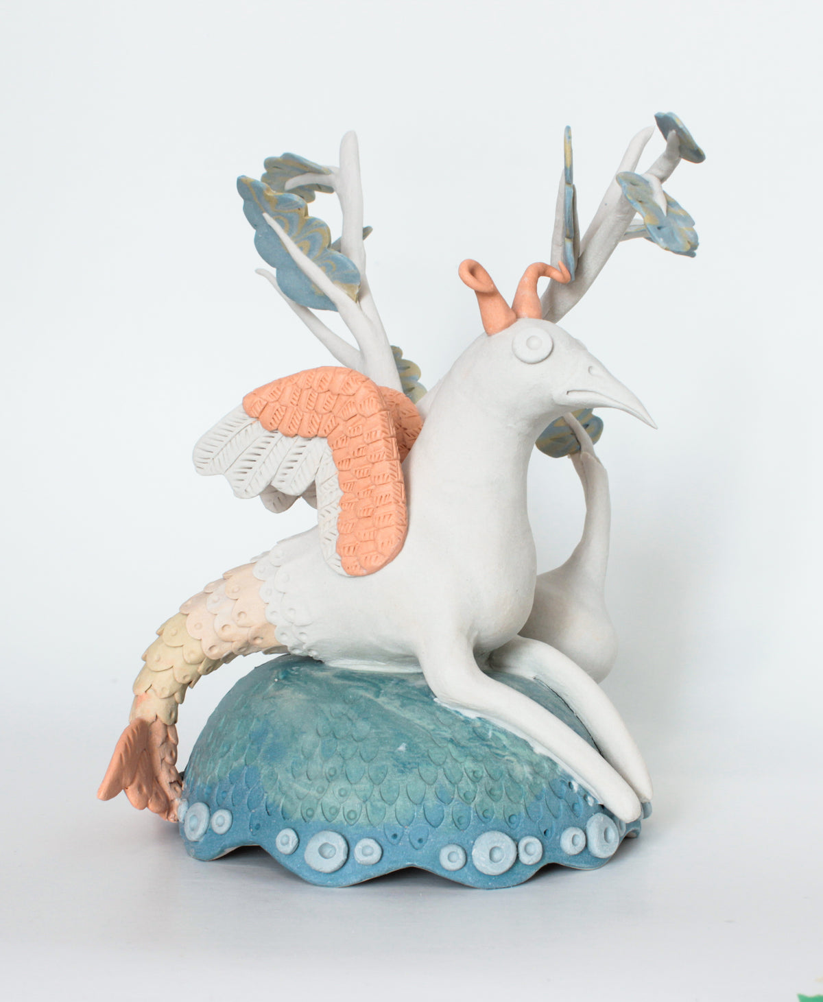 Watcher Falcu Enjoys A Rest - Porcelain sculpture