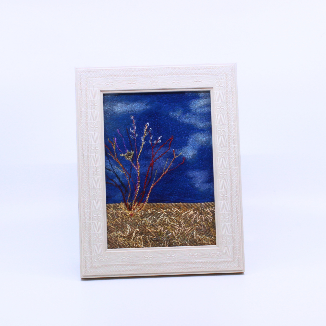Pussy Willow III - Framed Thread Painting