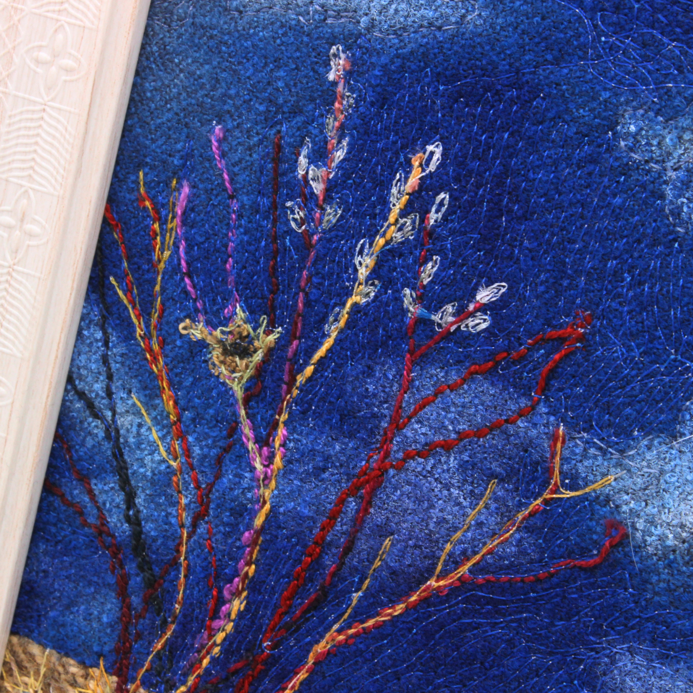 Pussy Willow III - Framed Thread Painting