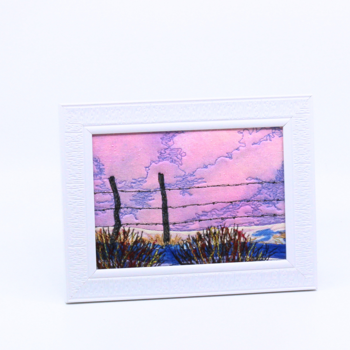 Winter Posts V- Framed Thread Painting