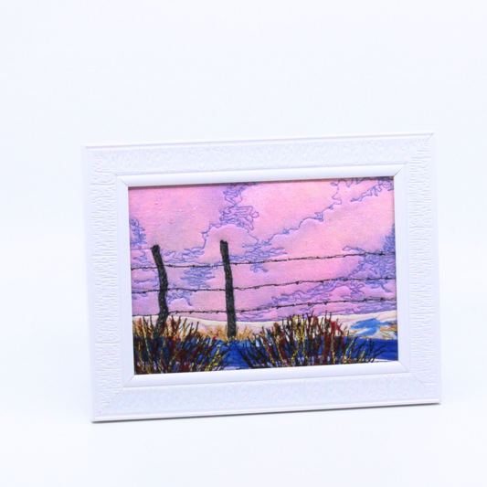 Winter Posts V- Framed Thread Painting