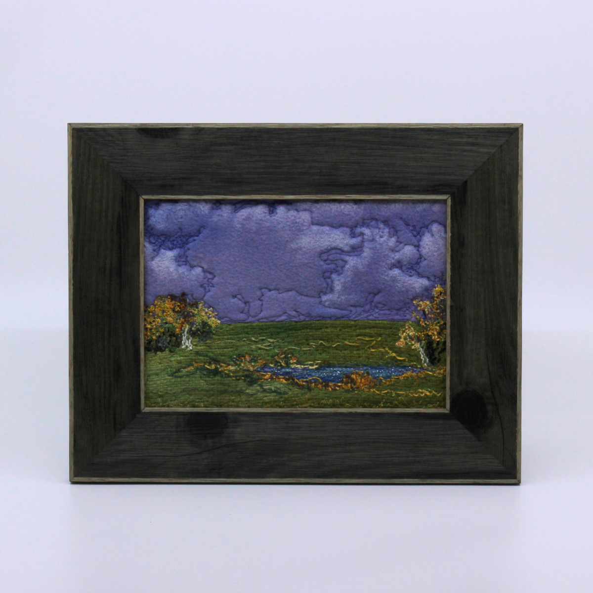 Slough and Bluffs III - Framed Thread Painting