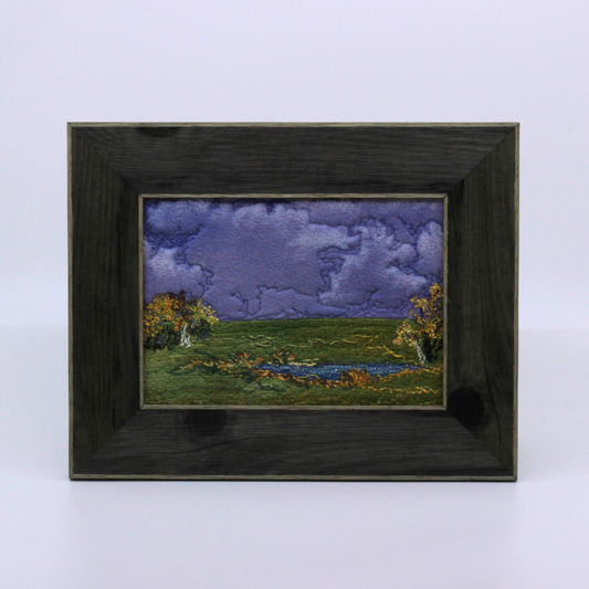 Slough and Bluffs III - Framed Thread Painting