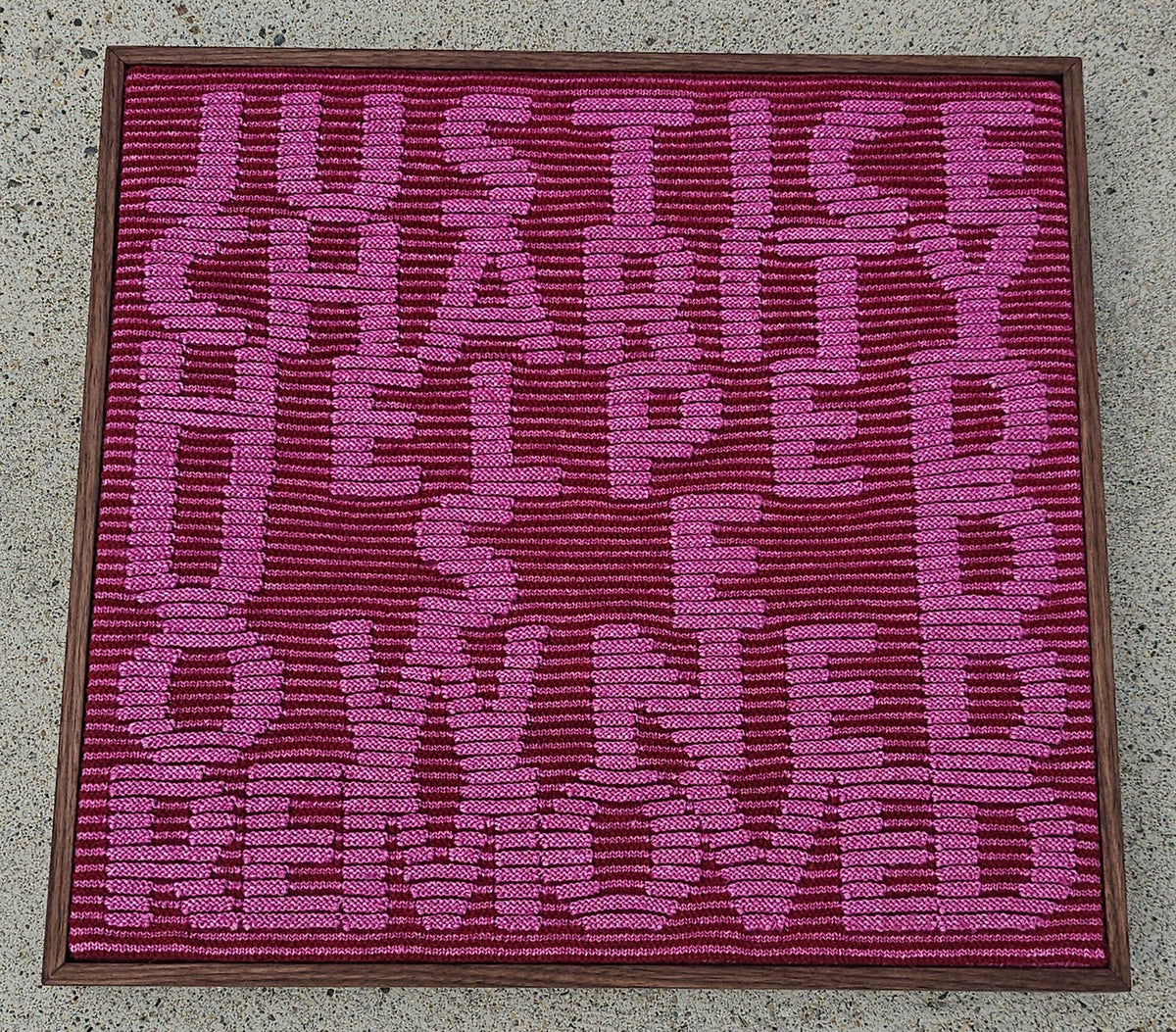 Descending From Justice - Knitted wall hanging