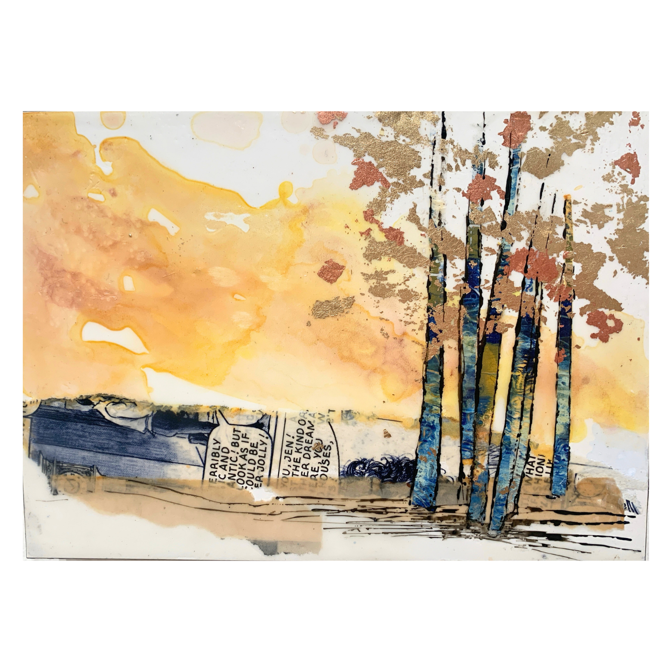 Blue Aspen - Encaustic panel