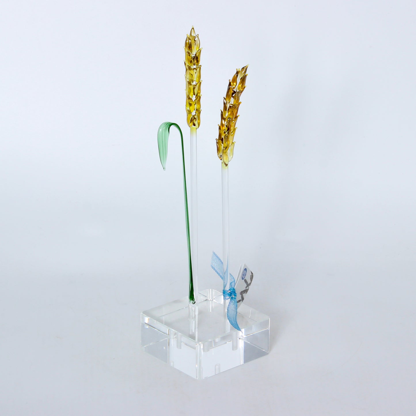 Amber Wheat & Leaf - Glass sculpture
