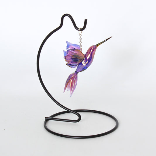 Purple Hummingbird - Glass Sculpture