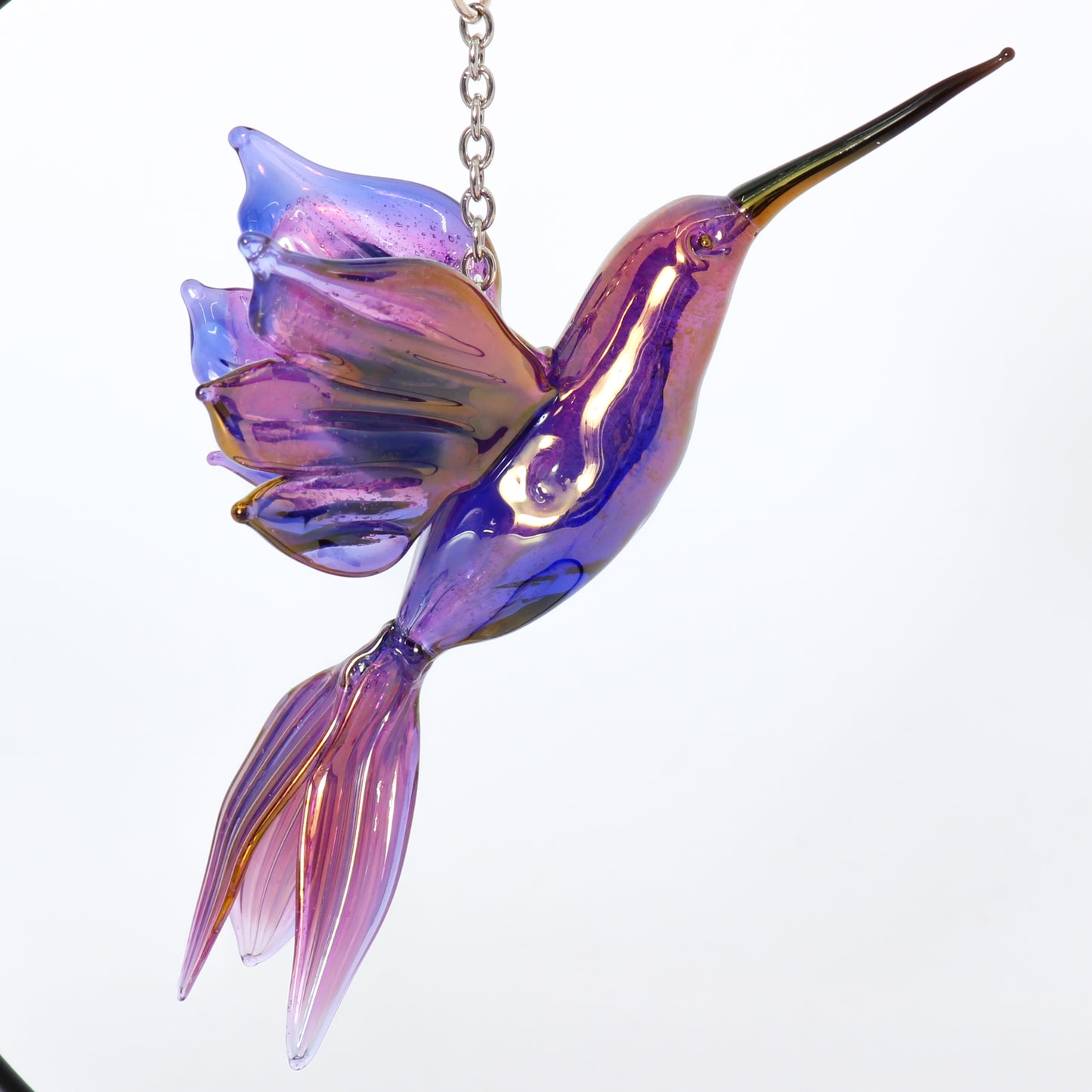 Purple Hummingbird - Glass Sculpture
