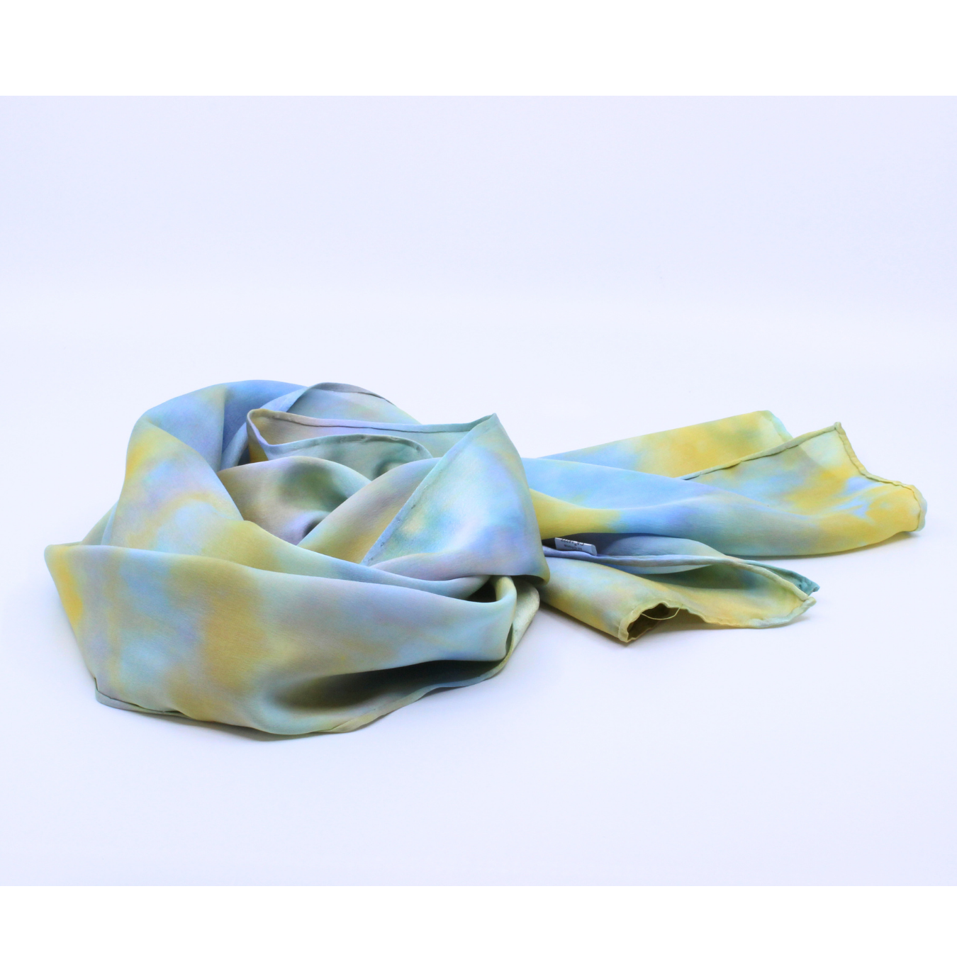 Ochre and Blues Silk Twill Scarf