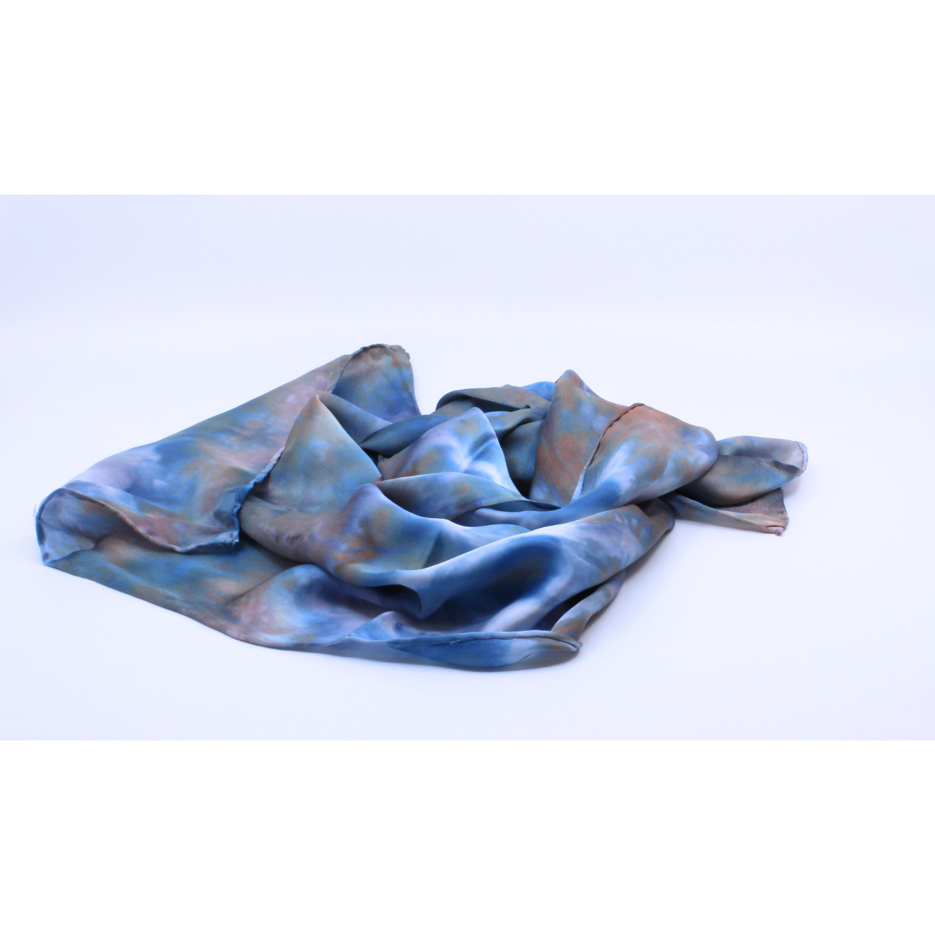 Blues and Taupe Silk Twill Scarf