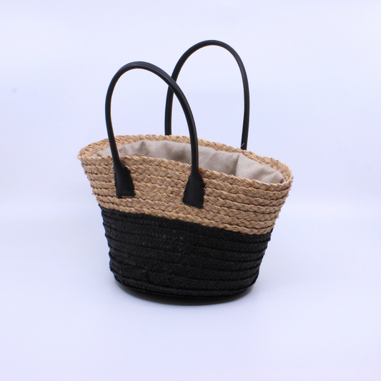 Black Straw Braid Purse
