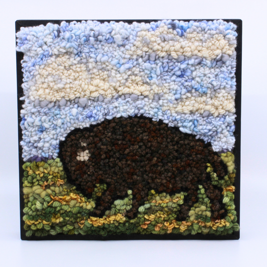 Bison - Framed Rug Hooking