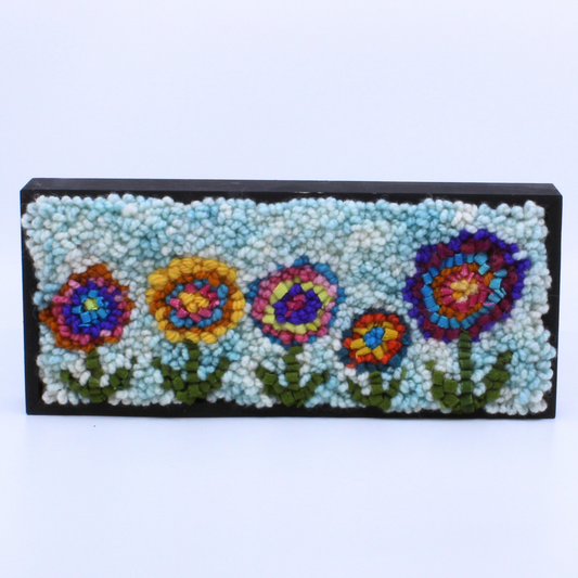 Flower Row - Framed Rug Hooking
