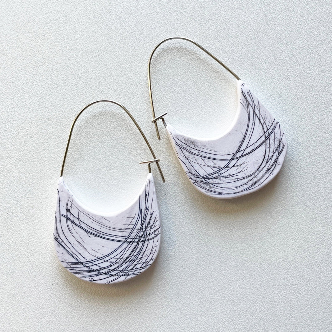 White polymer clay earrings