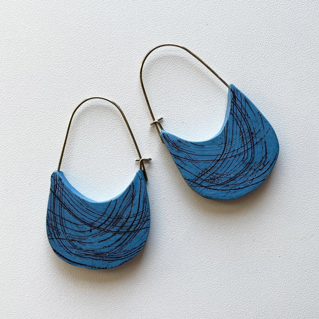 Blue polymer clay earrings