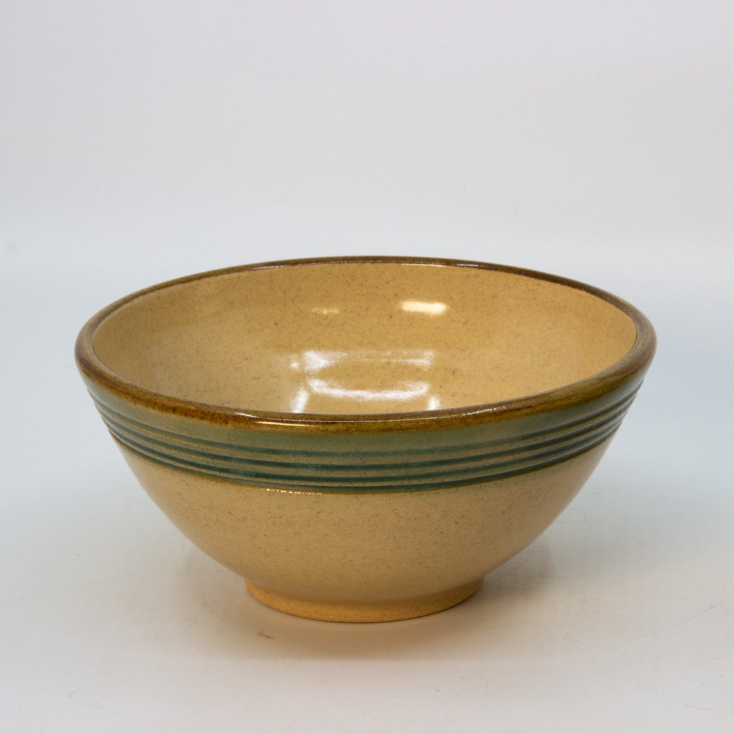 Green & Brown Yellowware Soup Bowl