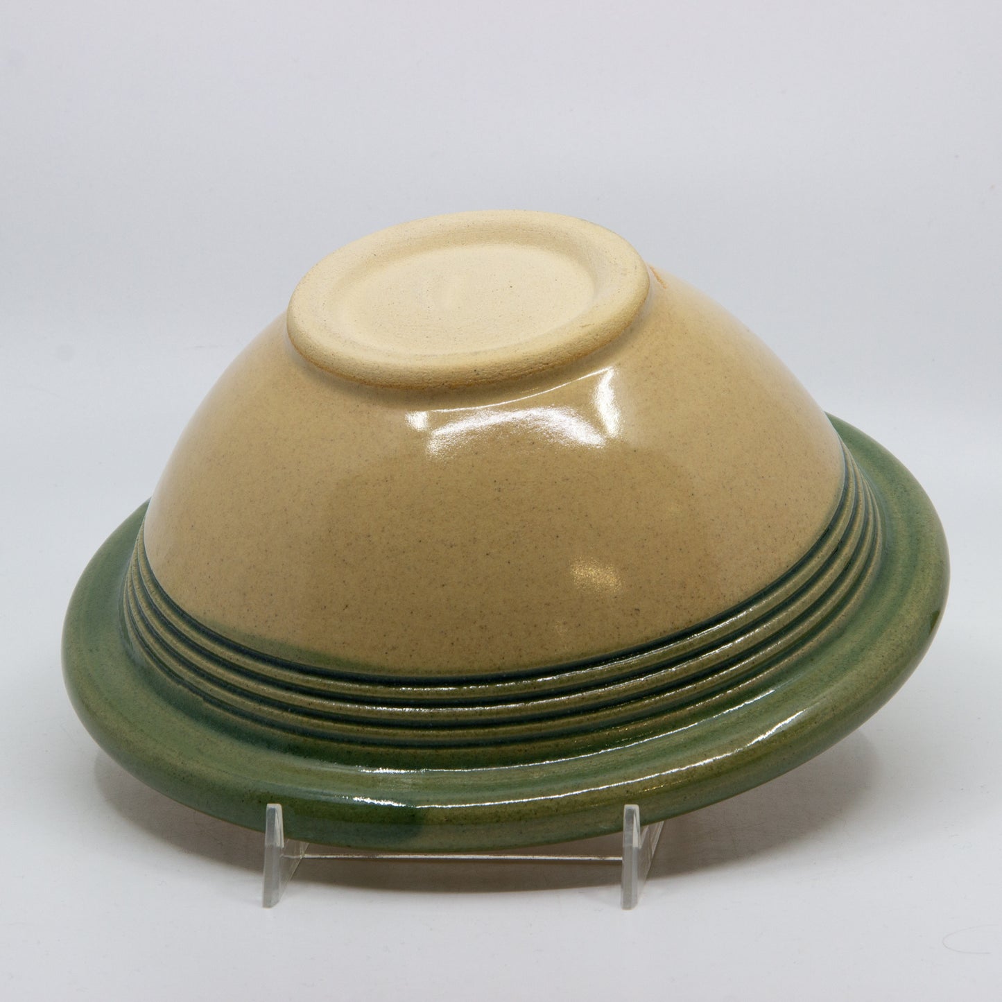 Serving Bowl with Rolled Green Rim