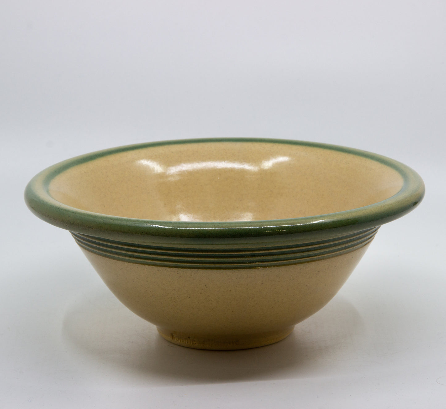 Serving Bowl with Rolled Green Rim