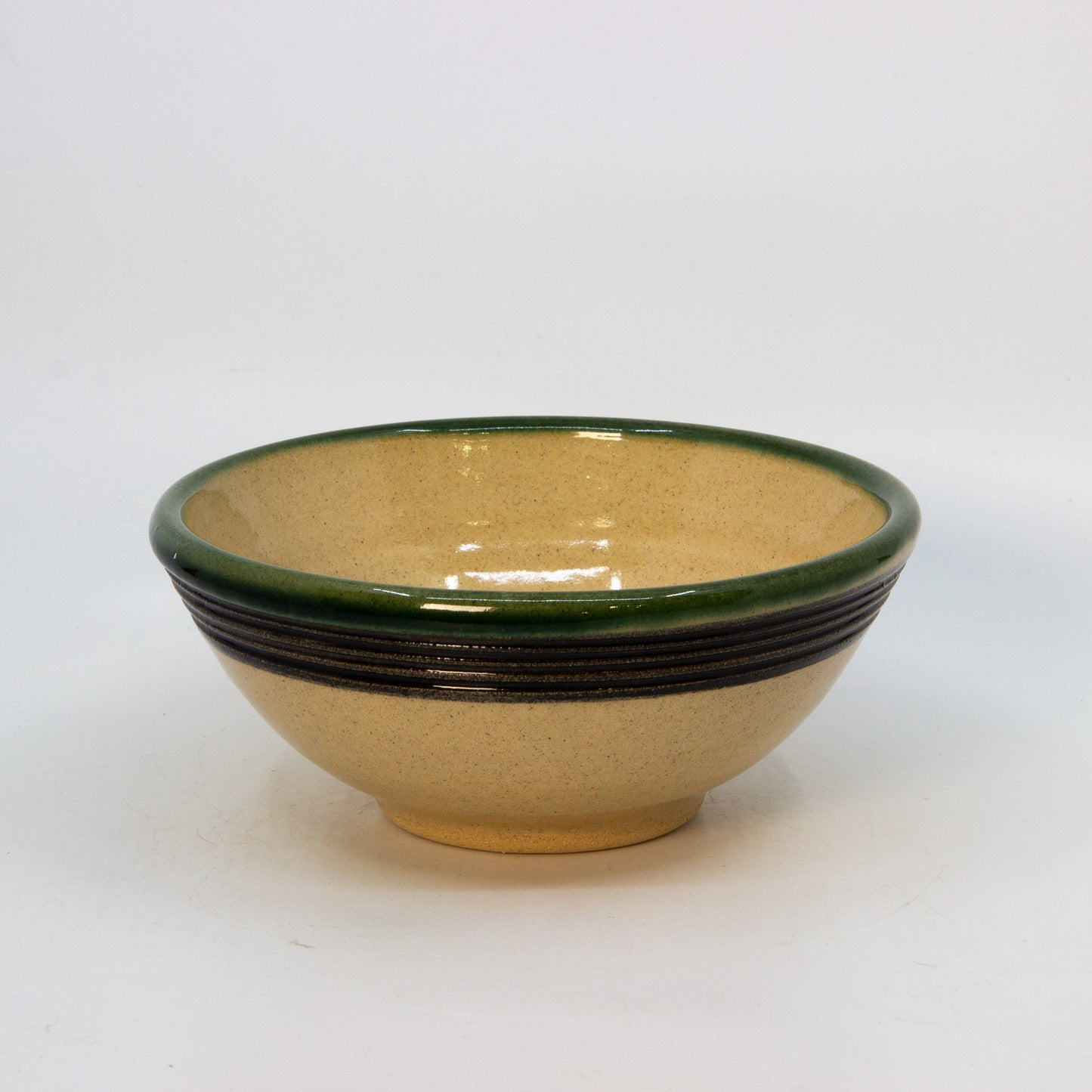 Green & Brown Yellowware Soup Bowl