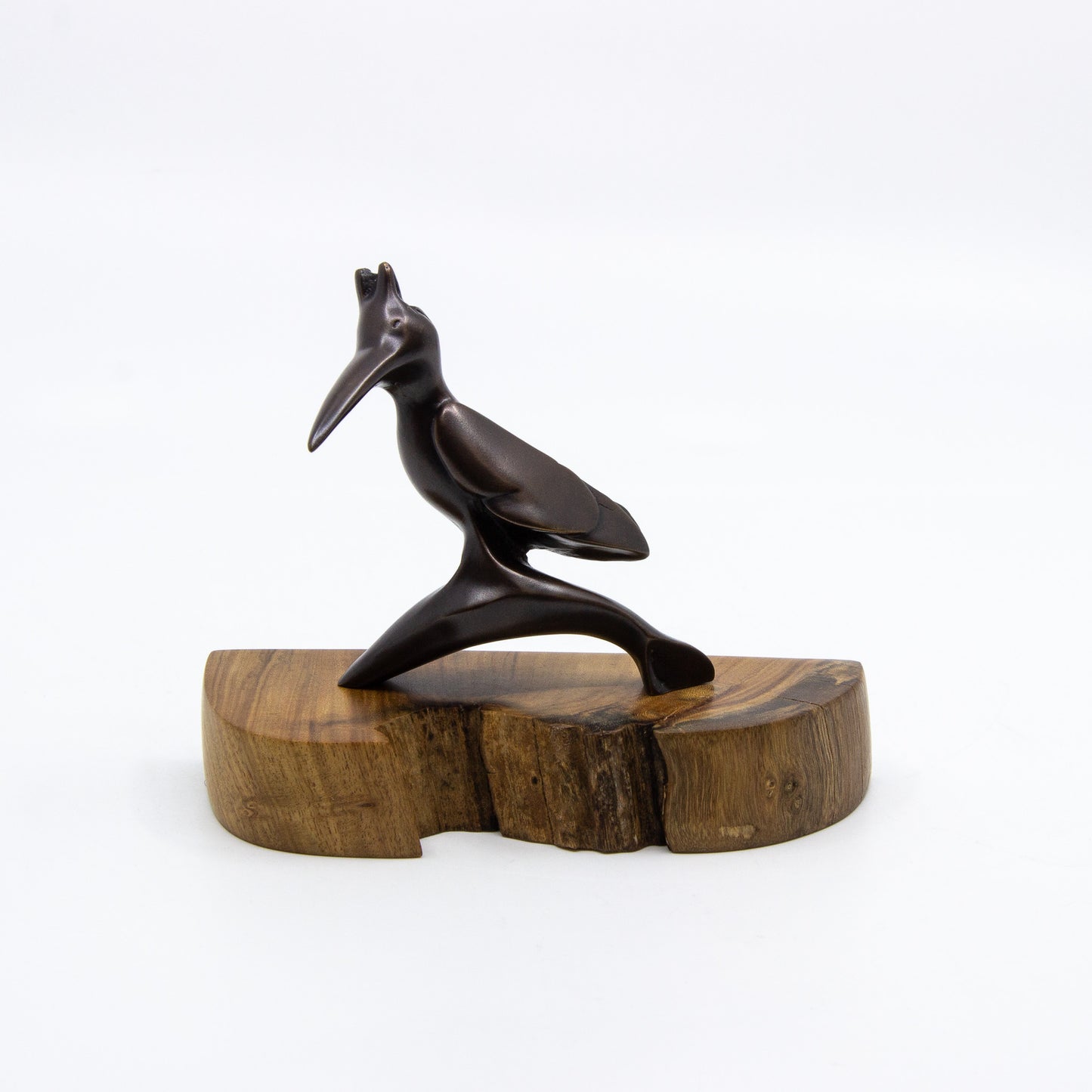 Bronze modern miniature statue on wood stand