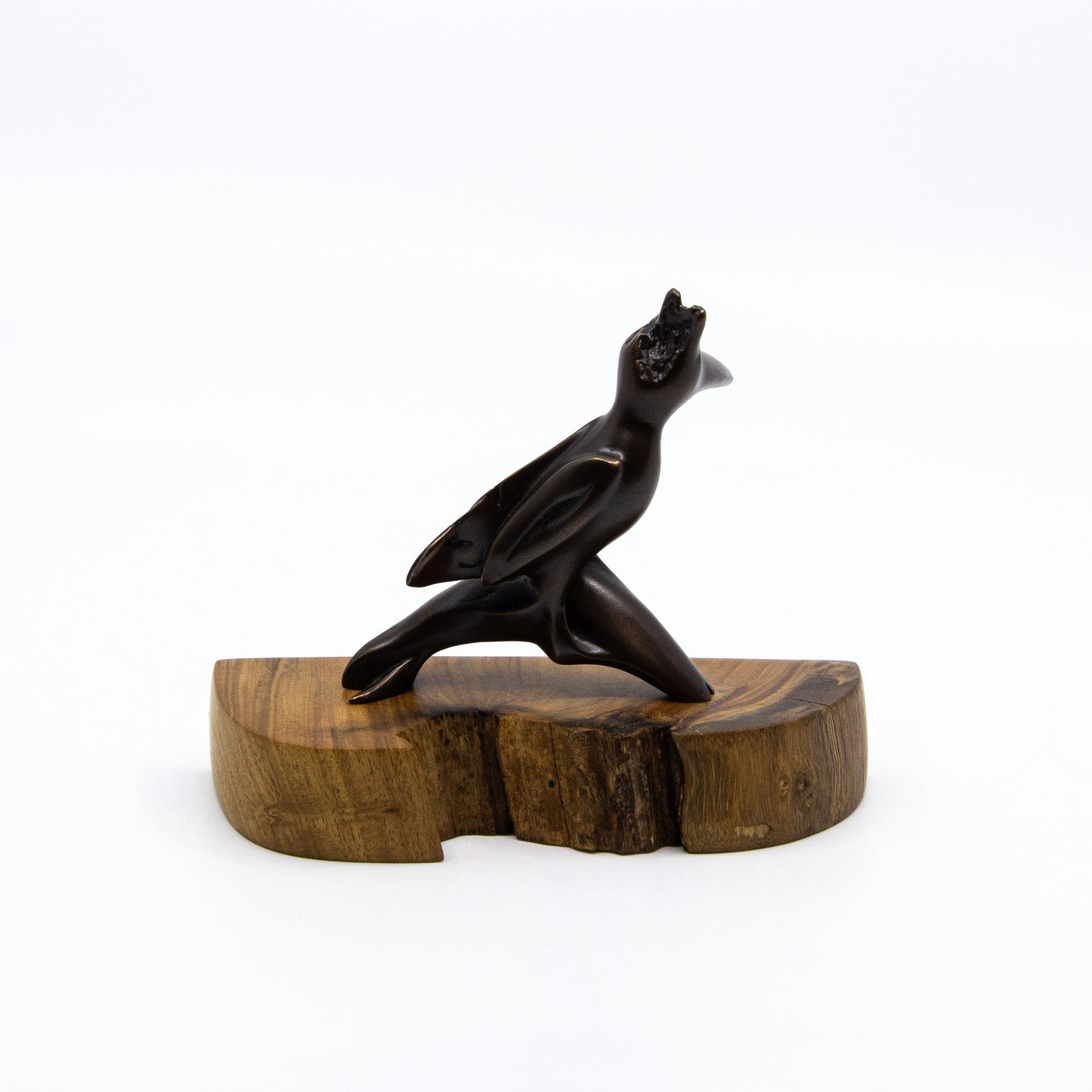 Bronze modern miniature statue on wood stand