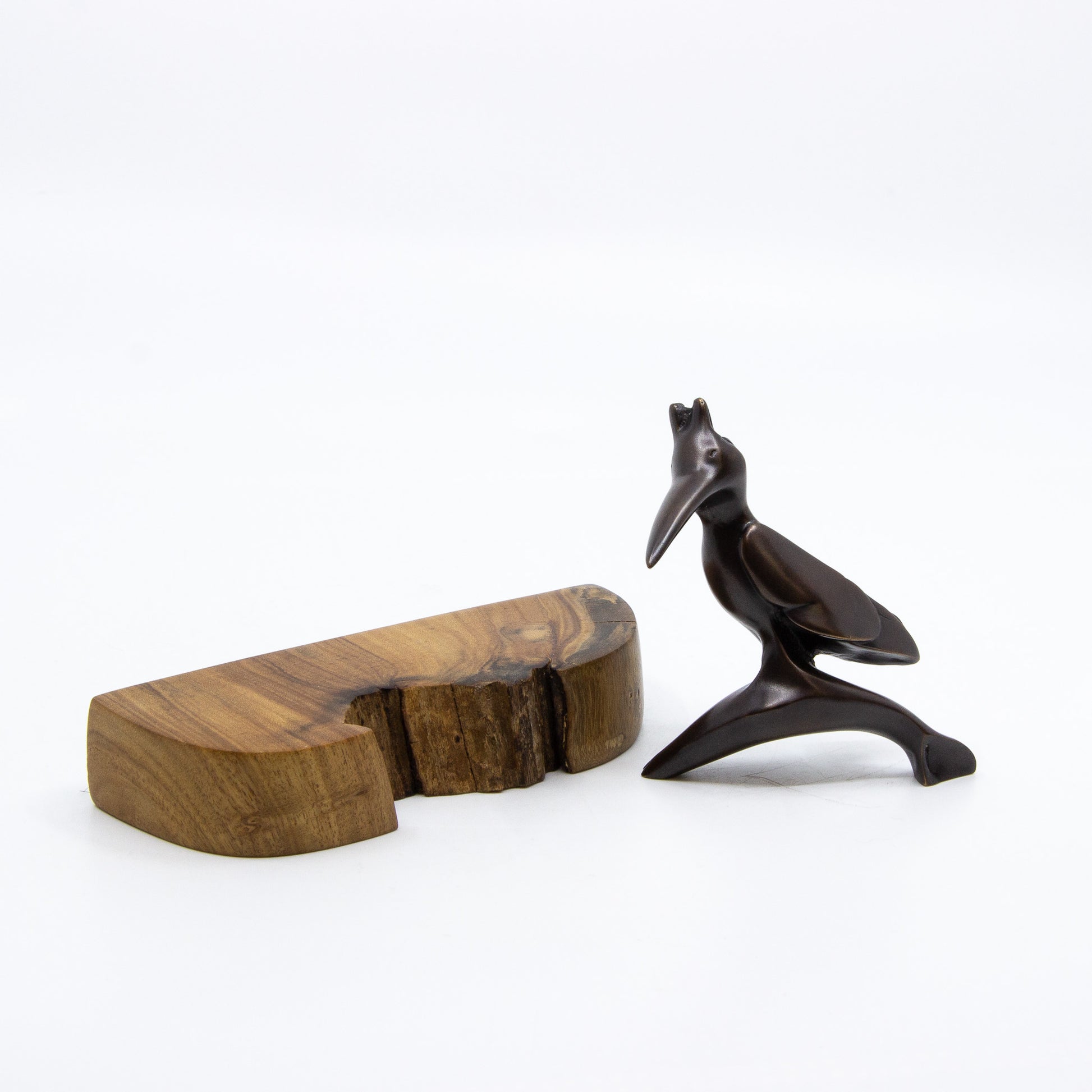 Bronze modern miniature statue on wood stand