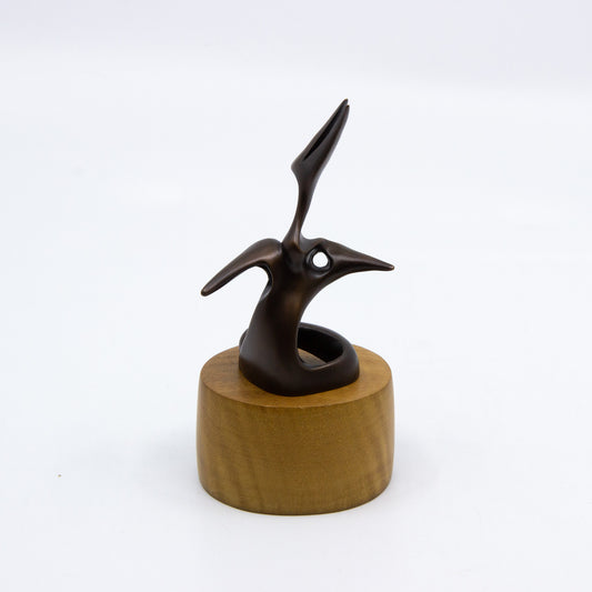 Bronze modern miniature statue on wood stand
