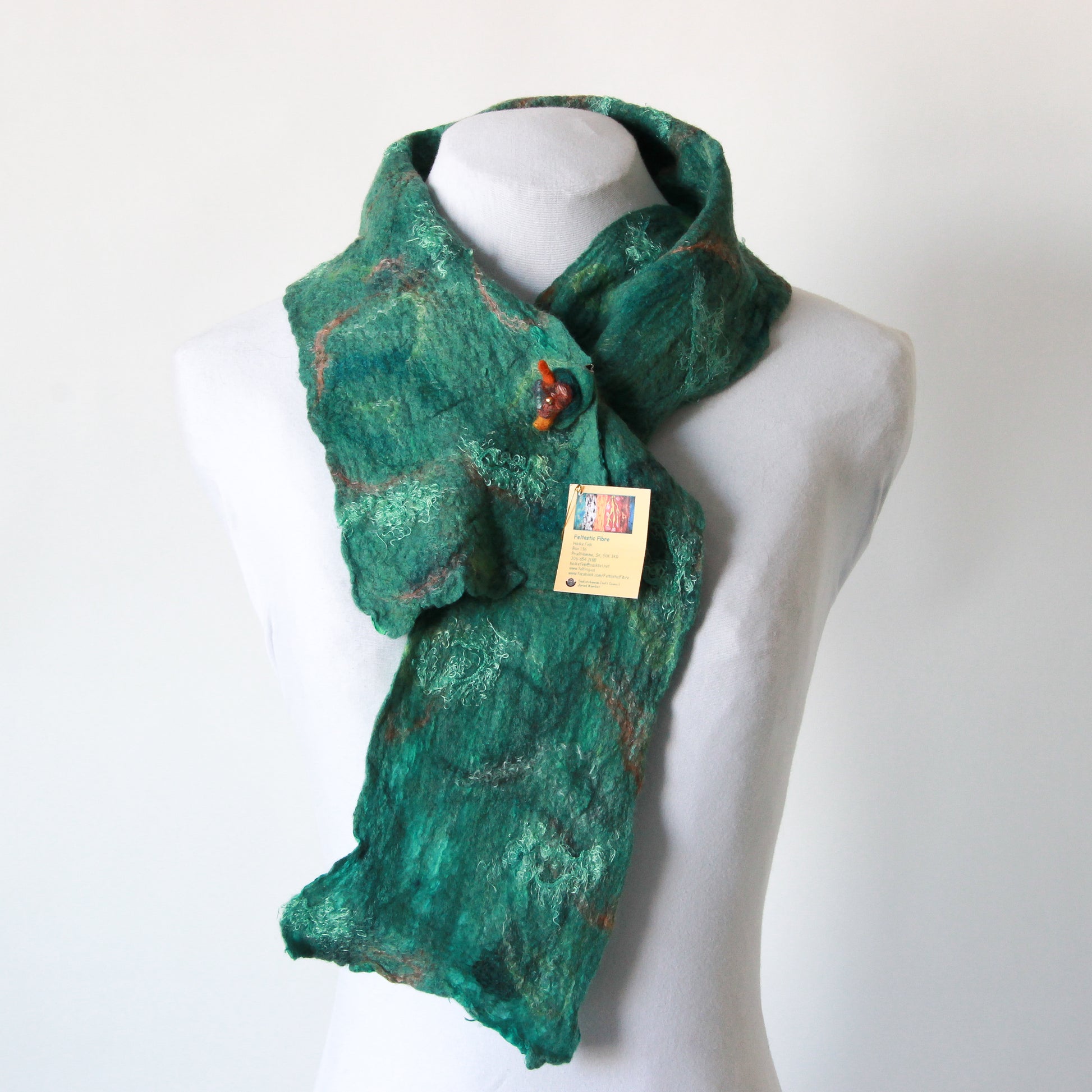 Turquoise felted cowl with pin