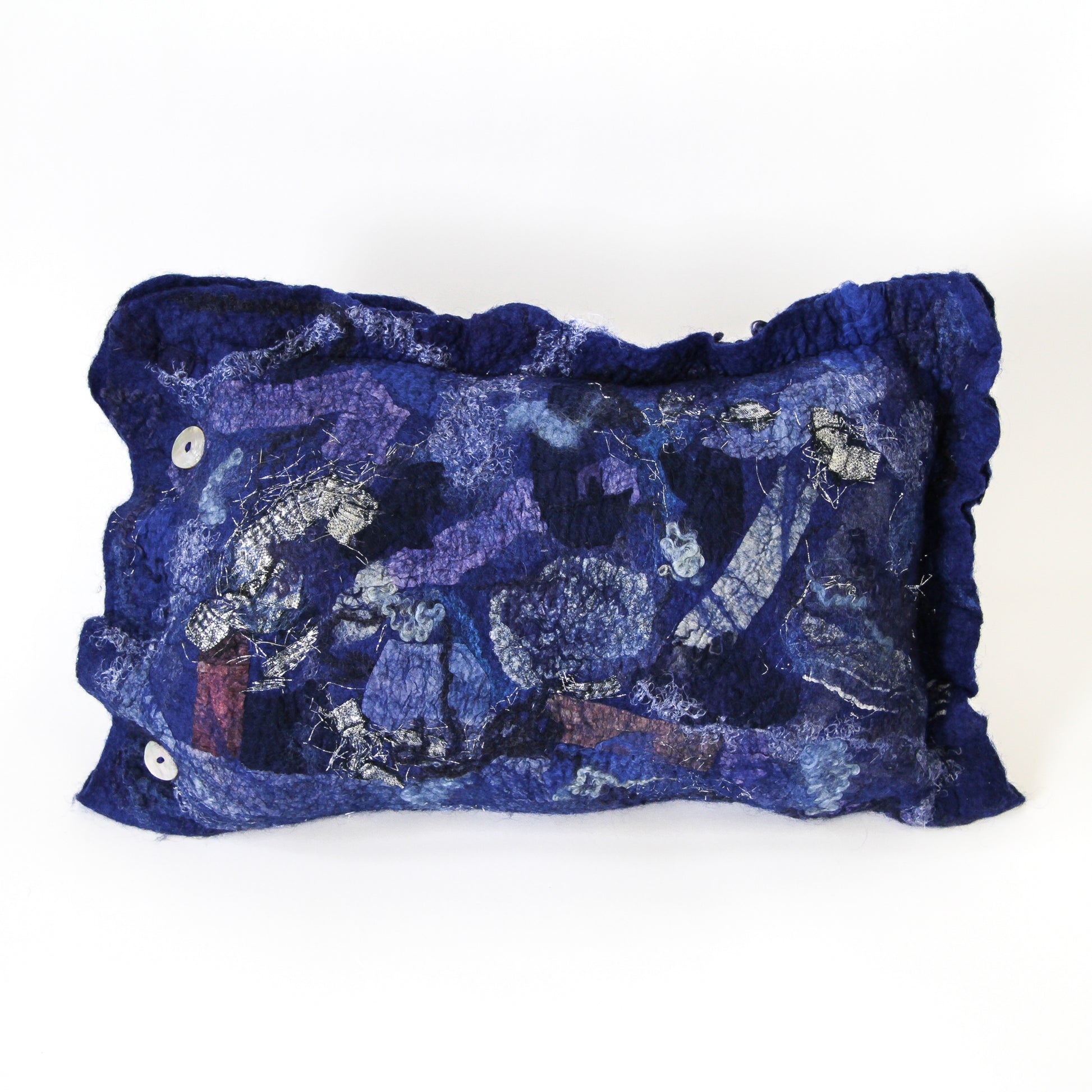 Blue felted pillow (reverse)