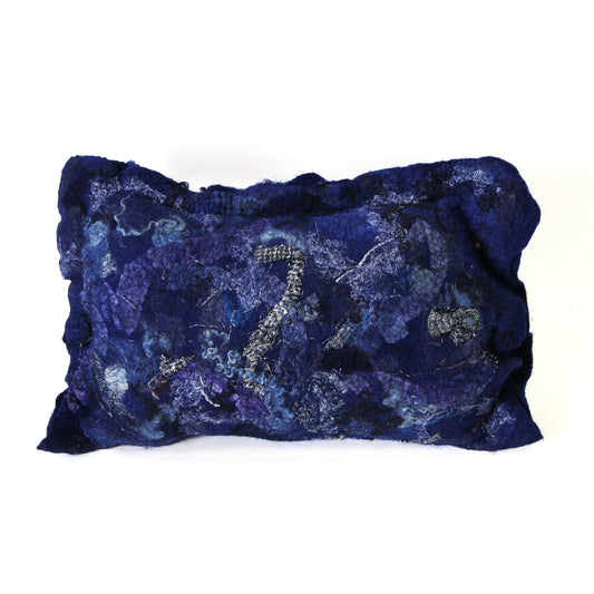 Blue felted pillow