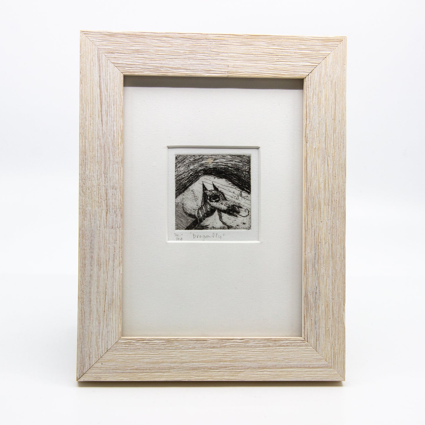 Cream framed print of Dragonfly 