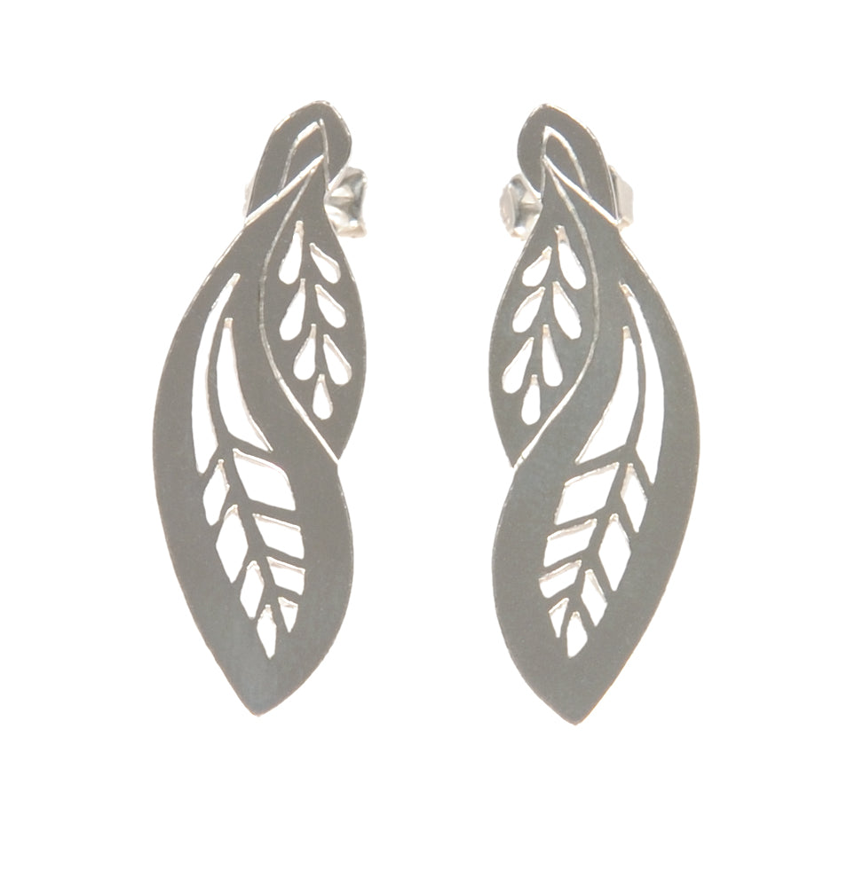 Paisley Leaf Silver Earrings
