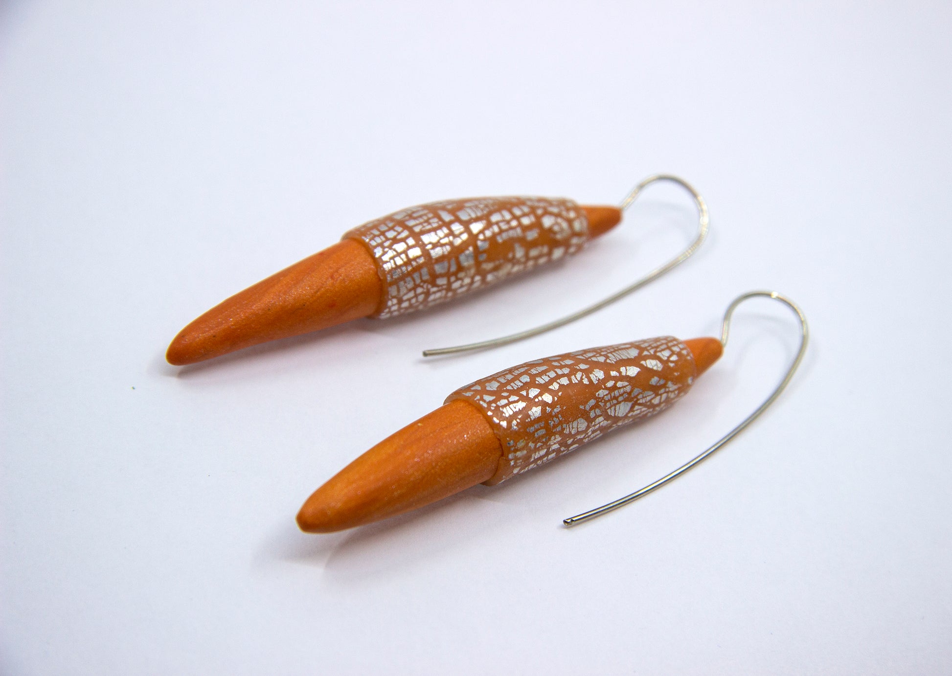 Orange polymer clay earrings